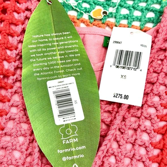 Farm Rio Multicolored Crochet Dress Size XS - www.sanvalentin.cl